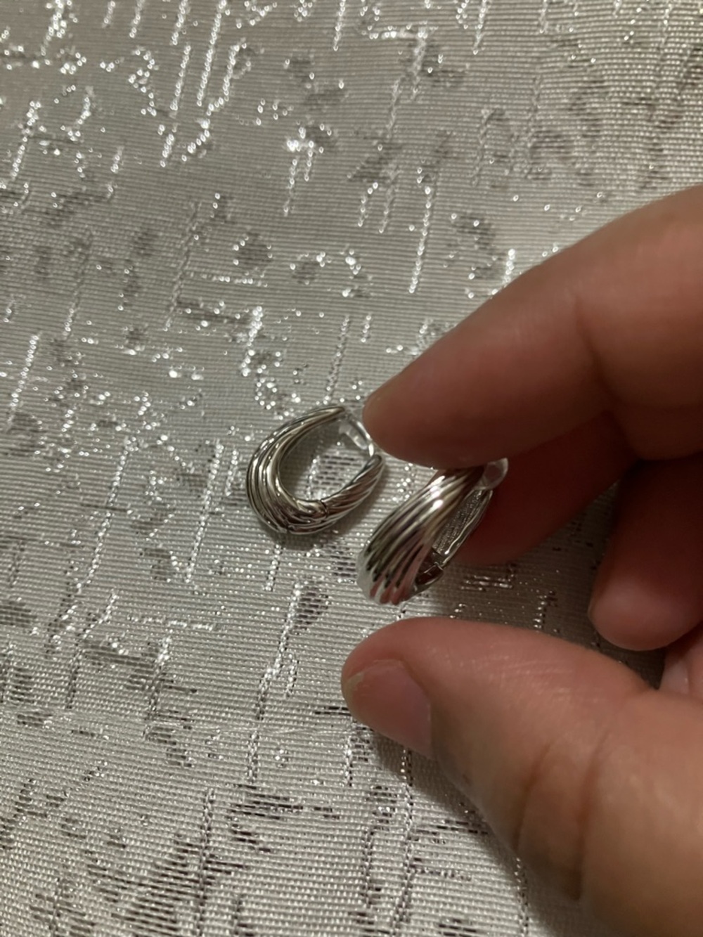 Silver Tone Twisted Hoop Earrings - NWT, one size